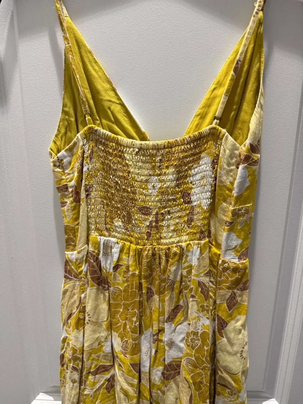 Abercrombie & Fitch Yellow Gold Floral Linen Maxi Dress